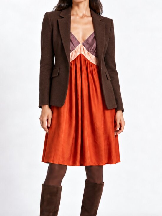 Velvet Dresses & Skirts - Velvet by Graham & Spencer Silk Orange Purple Colorblock Slip Dress Size Medium